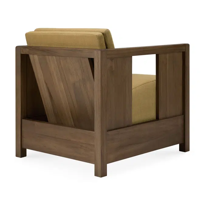 Roan lounge chair - varnished teak - wild brown - Amber fabric  60x70x65 cm
