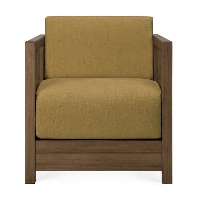Roan lounge chair - varnished teak - wild brown - Amber fabric  60x70x65 cm