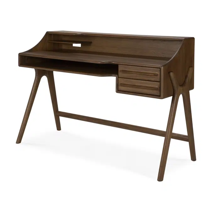 Flow desk - varnished teak - wild brown - 2 drawers - rectangular 140x55x95 cm