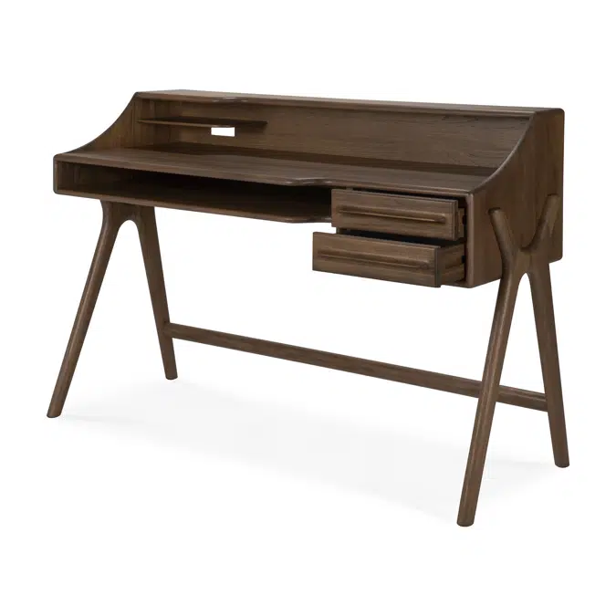 Flow desk - varnished teak - wild brown - 2 drawers - rectangular 140x55x95 cm