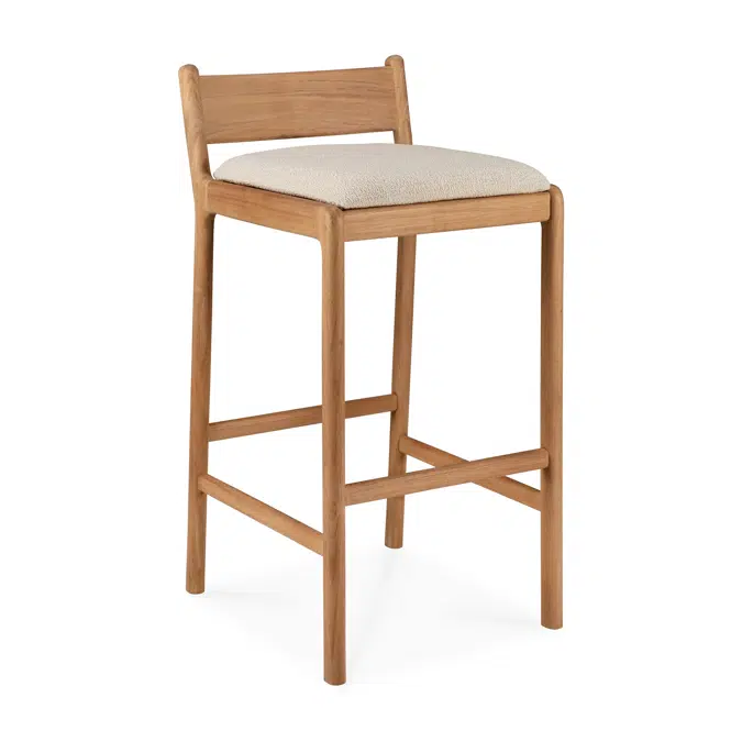 Jack outdoor bar stool - teak - Natural fabric - 46 x 50 x 96 cm
