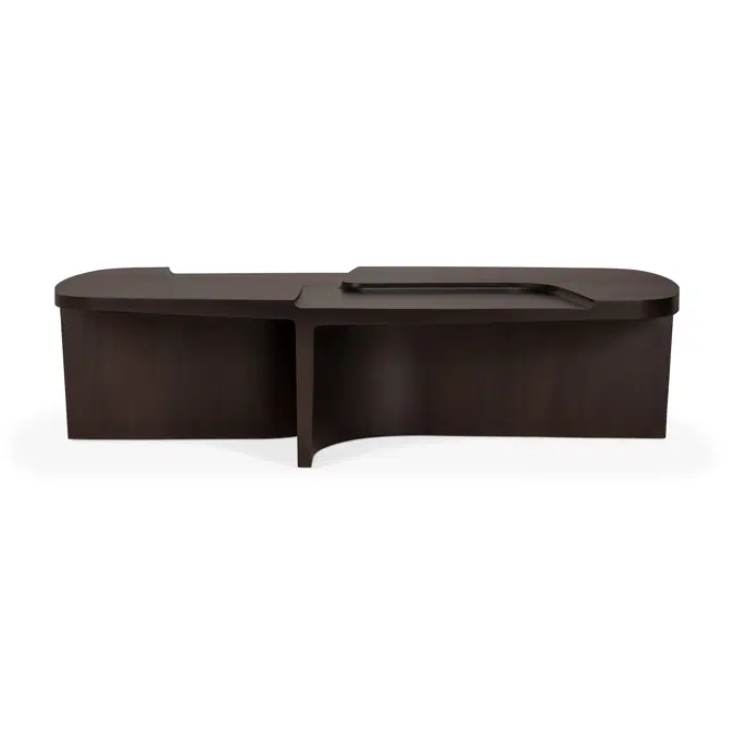 Brutalist coffee table - varnished mahogany - rose brown - rectangular - 143x75x37 cm