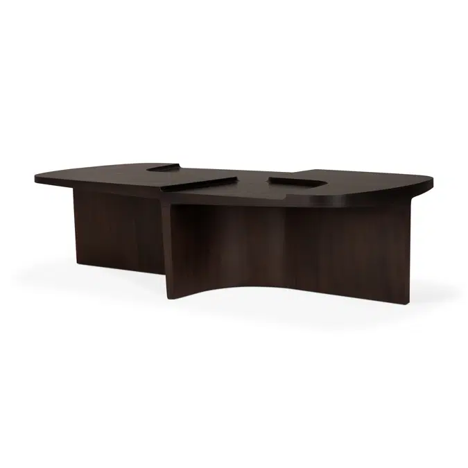 Brutalist coffee table - varnished mahogany - rose brown - rectangular - 143x75x37 cm