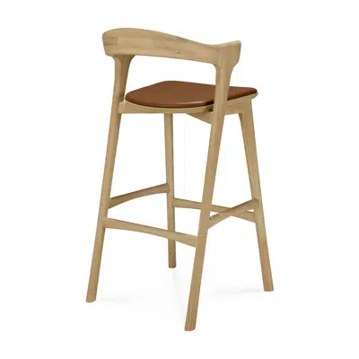 Image for Bok bar stool - varnished oak - Cognac leather - 50x53x103 cm