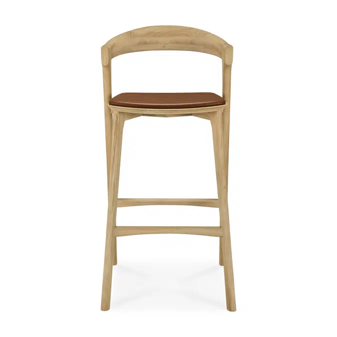 Bok bar stool - varnished oak - Cognac leather - 50x53x103 cm