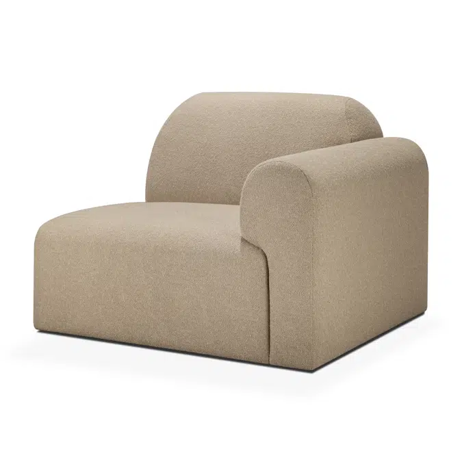 Bulky modular sofa - Almond fabric - end seater with L arm 95x95x75 cm