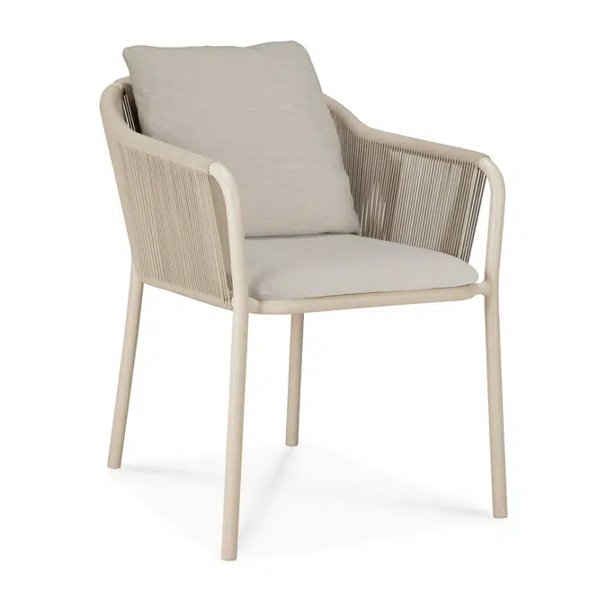 Capitan outdoor dining chair - aluminium - Sand - Sand cord - Oyster fabric 59x64x75 cm