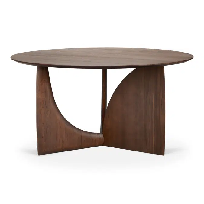 Geometric table - varnished teak - brown - round - 150x150x76 cm