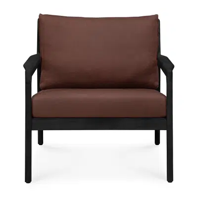 Image for Jack outdoor lounge chair - varnished teak - black - Burgundy fabric - 76 x 90 x 74 cm