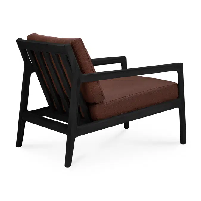 Jack outdoor lounge chair - varnished teak - black - Burgundy fabric - 76 x 90 x 74 cm