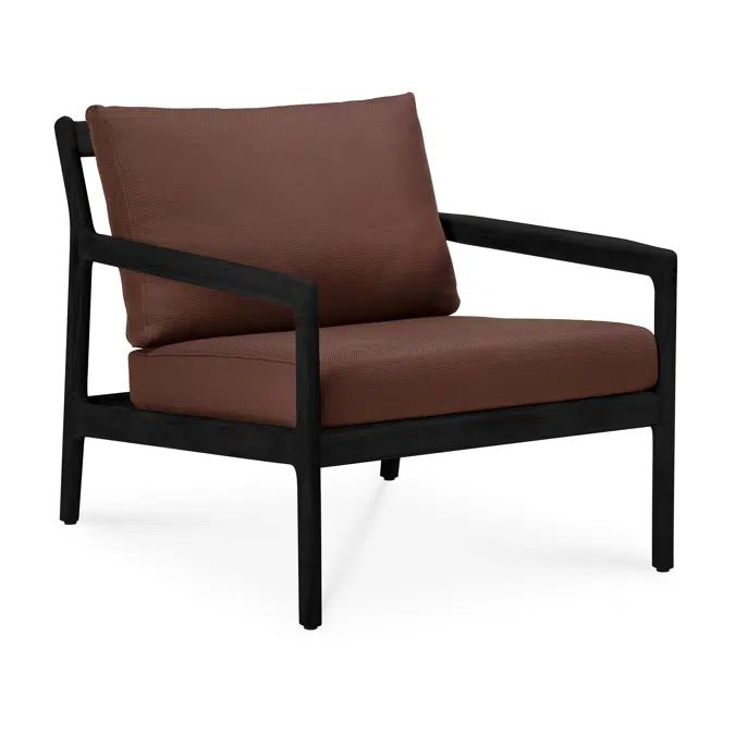 Jack outdoor lounge chair - varnished teak - black - Burgundy fabric - 76 x 90 x 74 cm