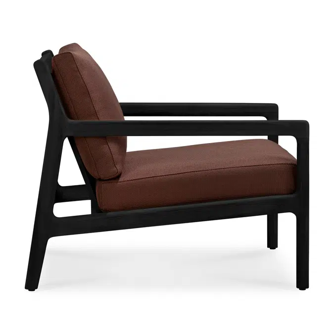 Jack outdoor lounge chair - varnished teak - black - Burgundy fabric - 76 x 90 x 74 cm