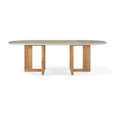 Image for Trestle outdoor table - varnished concrete top - reclaimed teak base - Light Grey - oblong - 240x110x76 cm