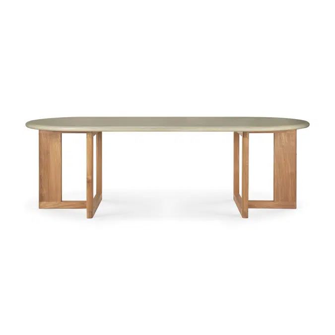 Trestle outdoor table - varnished concrete top - reclaimed teak base - Light Grey - oblong - 240x110x76 cm