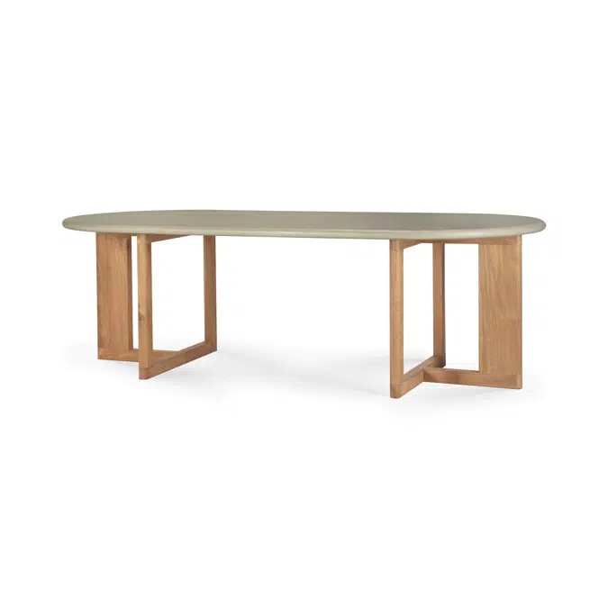 Trestle outdoor table - varnished concrete top - reclaimed teak base - Light Grey - oblong - 240x110x76 cm