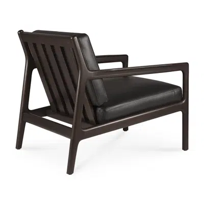 bild för Jack lounge chair - varnished mahogany - dark brown - Carbone leather - 69x87x74 cm