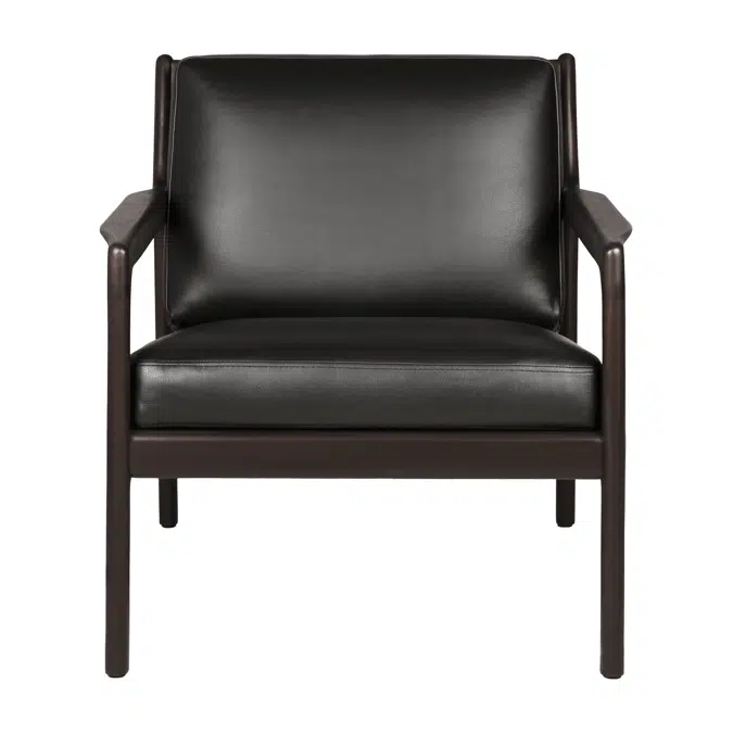 Jack lounge chair - varnished mahogany - dark brown - Carbone leather - 69x87x74 cm