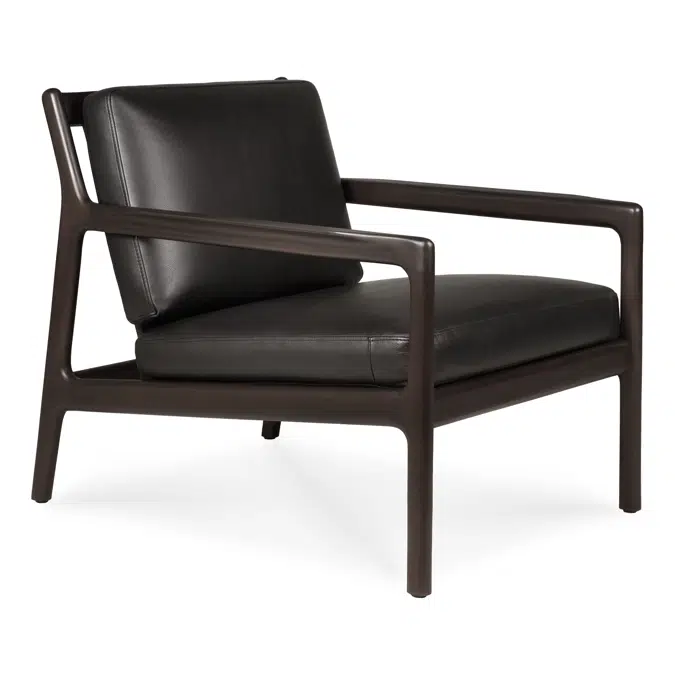 Jack lounge chair - varnished mahogany - dark brown - Carbone leather - 69x87x74 cm