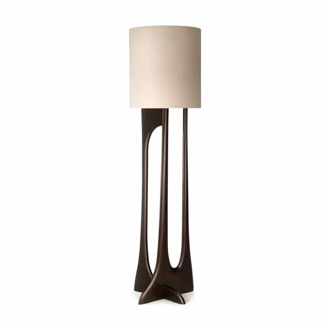 Flow floor lamp - varnished mahogany - rose brown - Beige fabric  - 50 x 48 x 176 cm