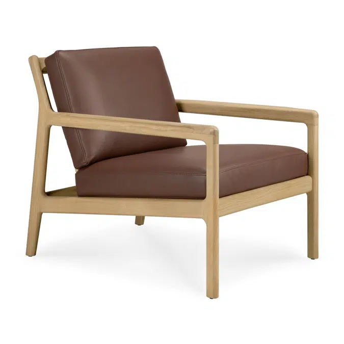 Jack lounge chair - oak - Burgundy leather 69/87/74 - 69 x 87 x 74 cm