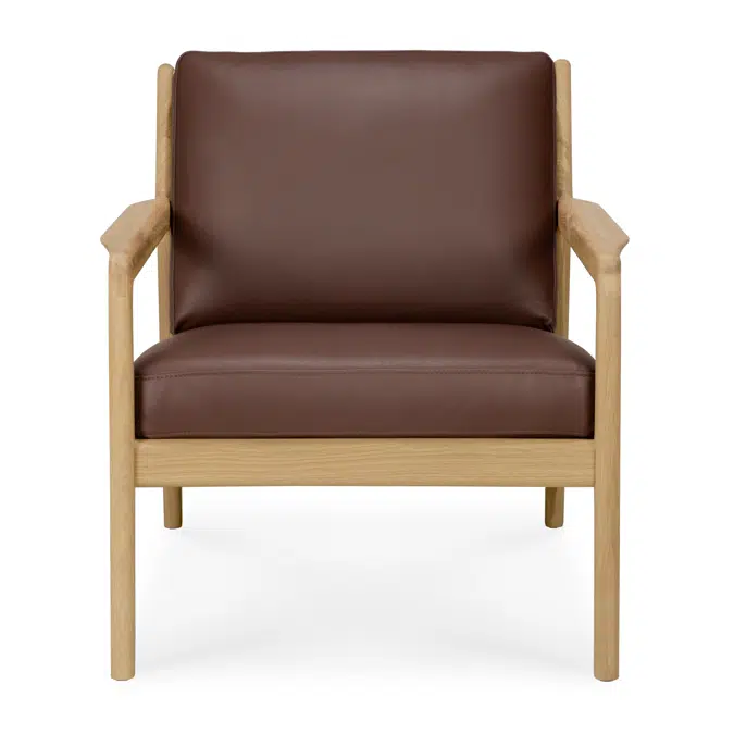 Jack lounge chair - oak - Burgundy leather 69/87/74 - 69 x 87 x 74 cm