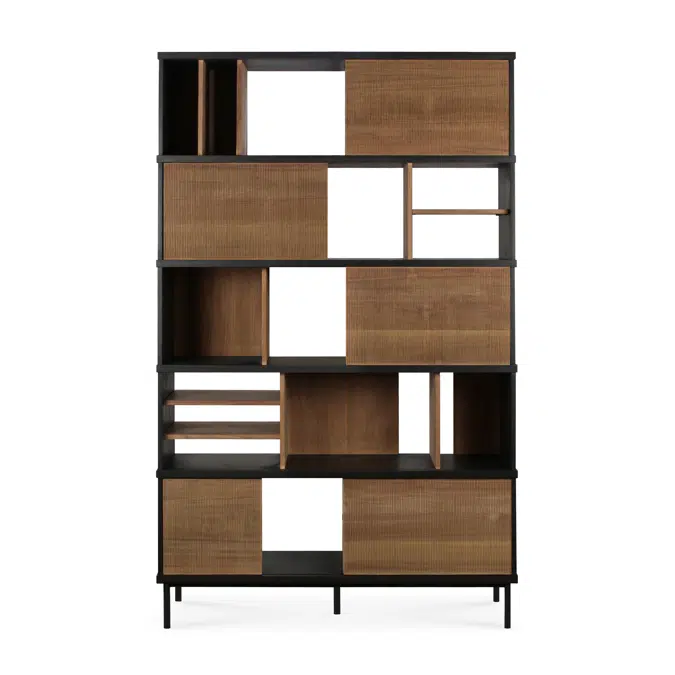 Oscar rack - teak - 5 sliding doors - 120x40x195 cm