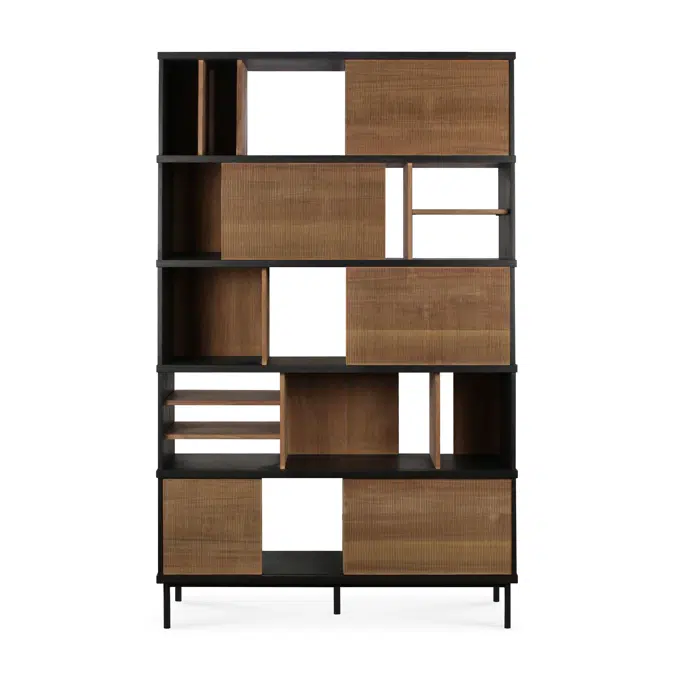 Oscar rack - teak - 5 sliding doors - 120x40x195 cm