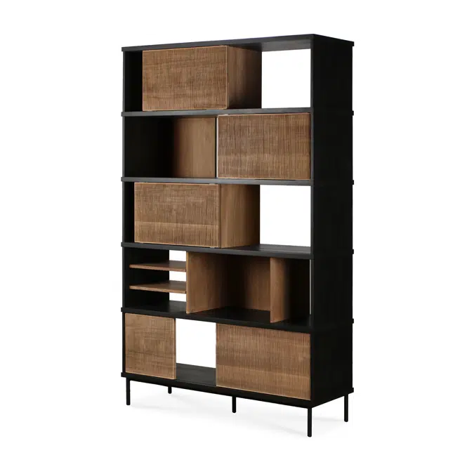 Oscar rack - teak - 5 sliding doors - 120x40x195 cm