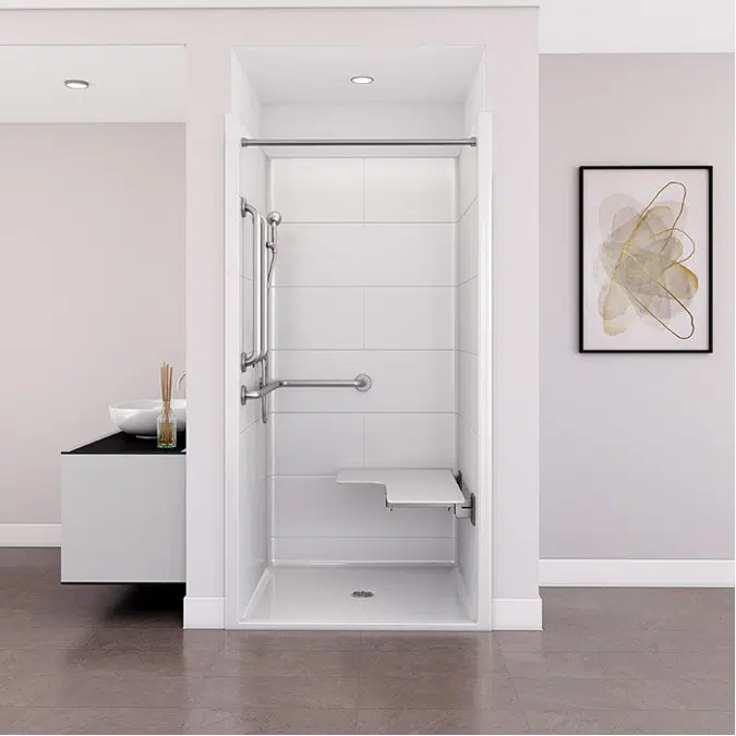 38 ½" x 37⅛" Freedom ADA Transfer Shower, Left Valve wall - APFQ3838BF1PRRFL