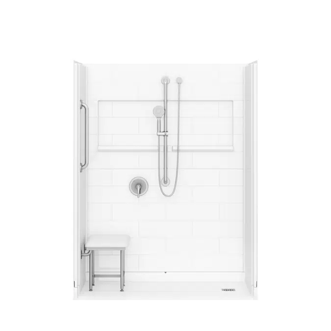 Roll-in Shower Stall, 60" x 33", RIGHT drain - Freedom INSPIRE Series