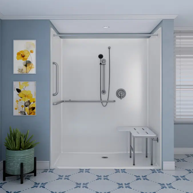 63" x 34" ADA Roll In Shower - One-piece - Title 24 - APC6334BF1P
