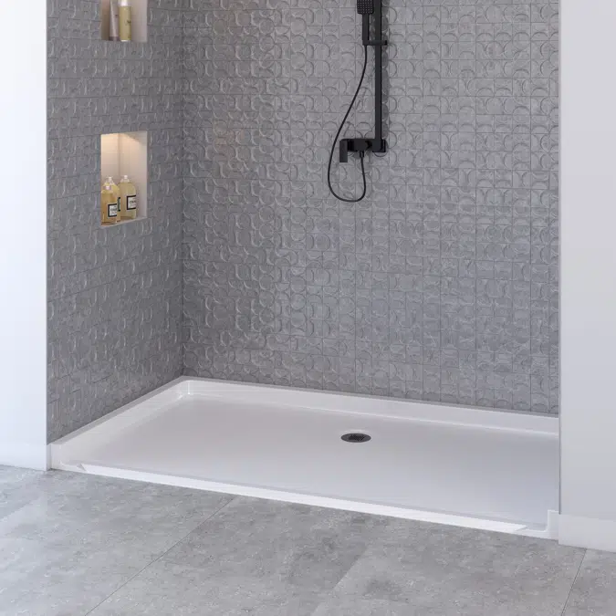 62" x 36" ADA Title 24 Roll In Shower Pan - Center-Rear Drain - APC6236BFPANC