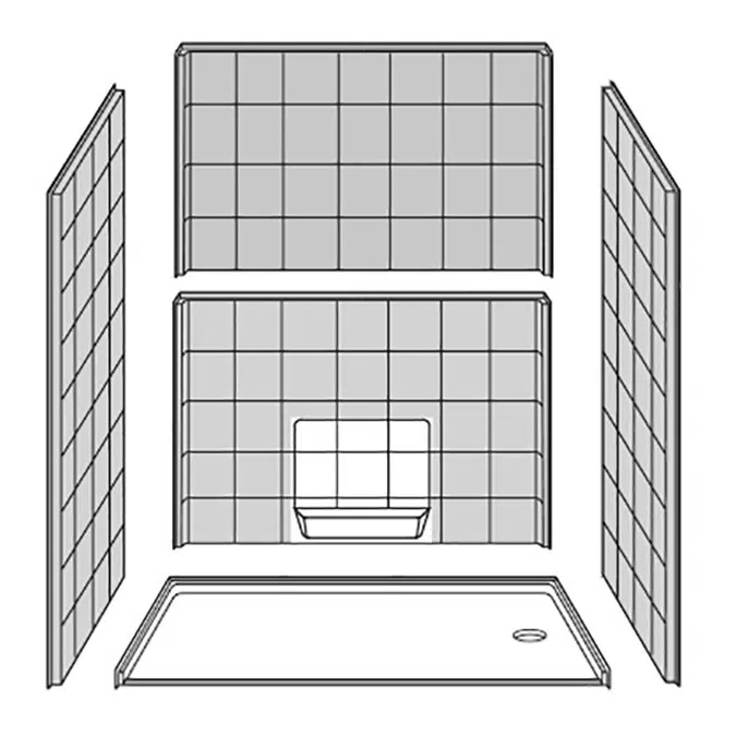 60" x 31" Freedom Accessible Showers, Right Drain - APF6030BF5PR