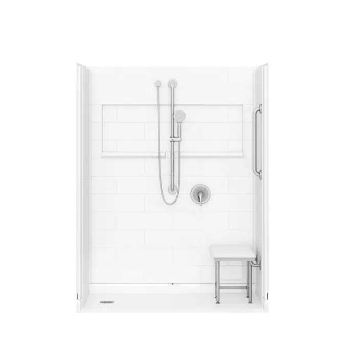 Roll-in Shower Stall, 60" x 37", LEFT drain - Freedom INSPIRE Series