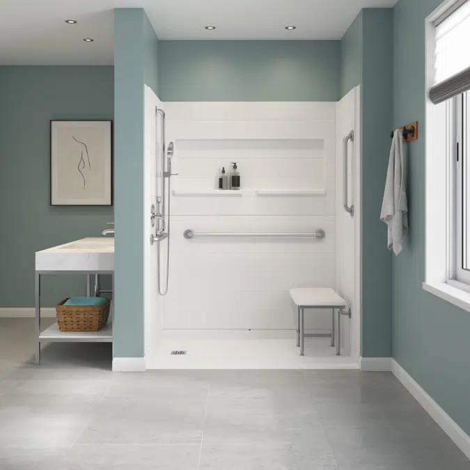 Roll-in Shower Stall, 60" x 37", LEFT drain - Freedom INSPIRE Series