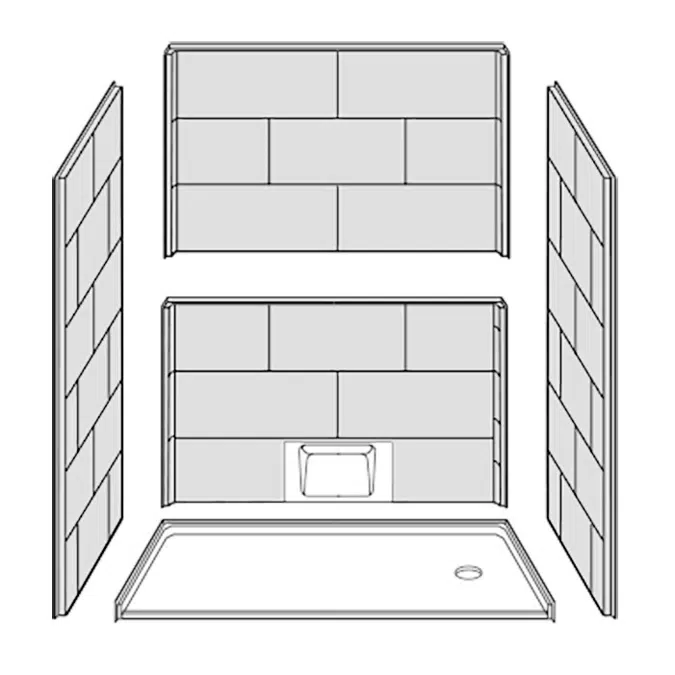 ADA Roll In Shower, 62 7/16" x 32 1/4" - Freedom Series - Right Drain - APF6232BF5PR