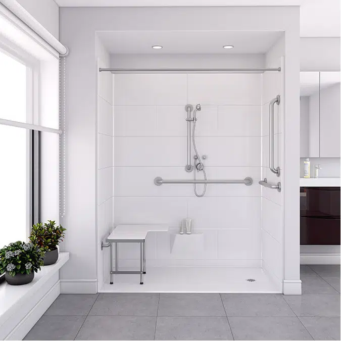 ADA Roll In Shower, 62 7/16" x 32 1/4" - Freedom Series - Right Drain - APF6232BF5PR