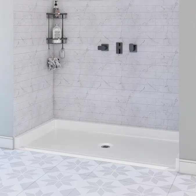 63" x 32 1/2"  ADA Roll-in Shower Pan, CENTER Drain - Title 24 - APC6332BFPANC