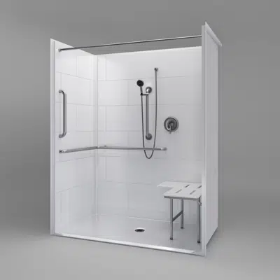 ADA Roll In Shower Stall, 62" x 36" - One-piece - Title 24 - APC6236BF1PT 이미지