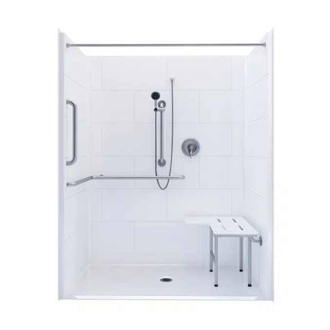 ADA Roll In Shower Stall, 62" x 36" - One-piece - Title 24 - APC6236BF1PT