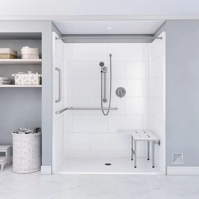 ADA Roll In Shower Stall, 62" x 36" - One-piece - Title 24 - APC6236BF1PT