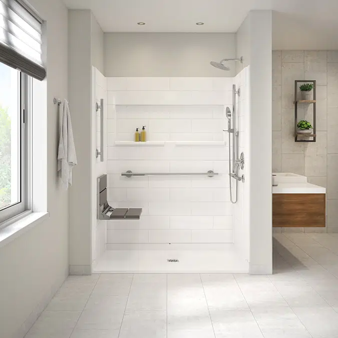 Roll-in Shower Stall, 60" x 37", CENTER drain - Freedom INSPIRE Series