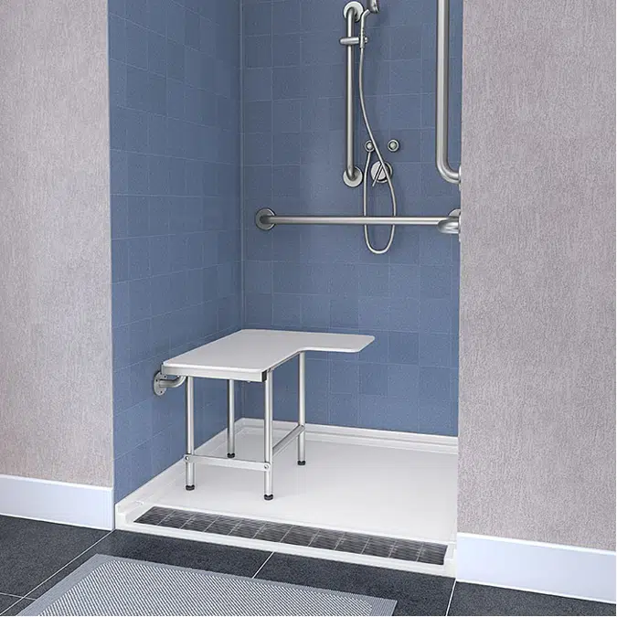 37 7/8" x 37" Linear Drain ADA Transfer Shower Pan - APF3838LDPANSS