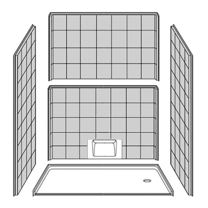 54" x 31" Freedom Accessible Shower, Right Drain - APF5430BF5PR