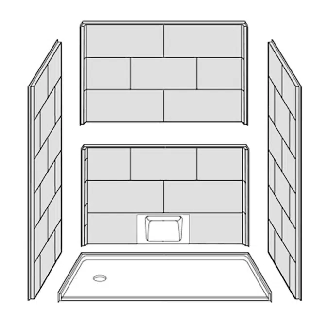 ADA Roll In Shower, 62 7/16" x 32 1/4" - Freedom Series - Left Drain - APF6232BF5PL