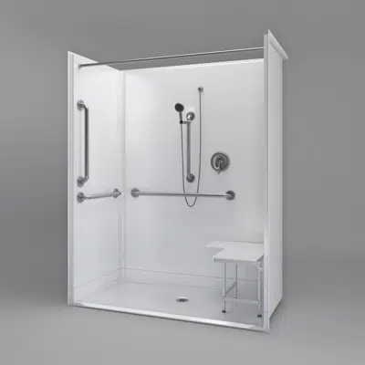 Image for 63" x 32" Freedom ADA Roll-in Shower, Title 24 - CENTER Drain - APC6332BF4PC