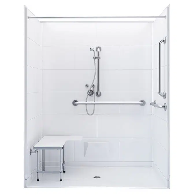62 ⅝" x 32 ¼" Freedom ADA Roll-In Shower, CENTER Drain - APF6232BF5PC