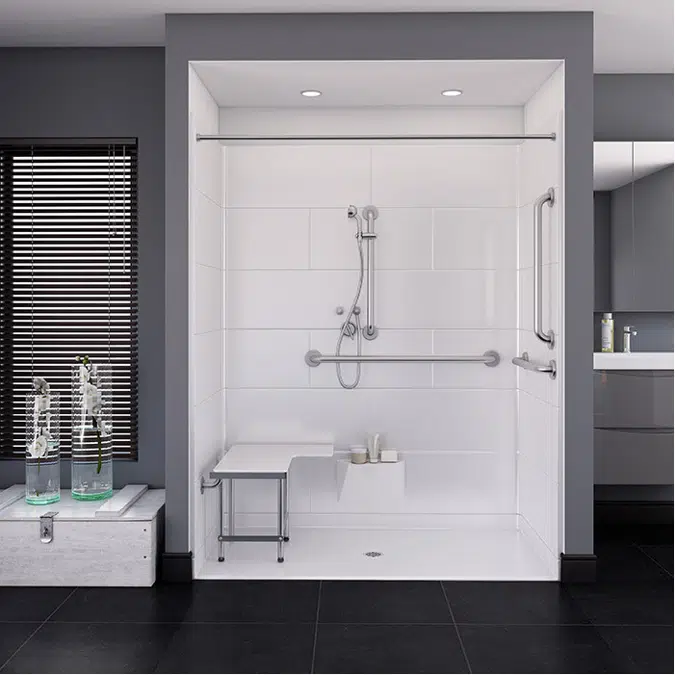 62 ⅝" x 32 ¼" Freedom ADA Roll-In Shower, CENTER Drain - APF6232BF5PC