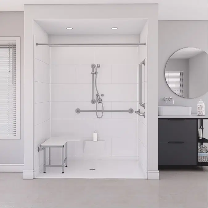 62⅝" x 38¼" Freedom ADA Roll In Shower, CENTER drain - APF6238BF5P.75