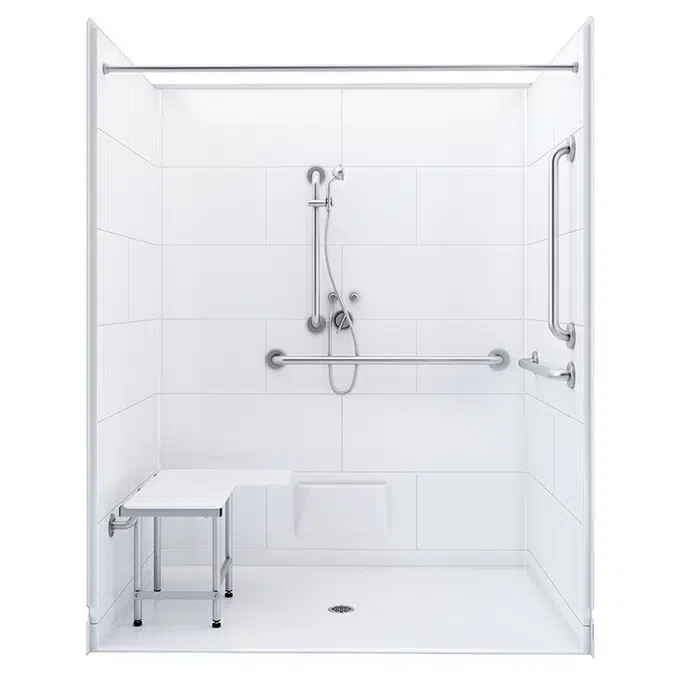 62⅝" x 38¼" Freedom ADA Roll In Shower, CENTER drain - APF6238BF5P.75